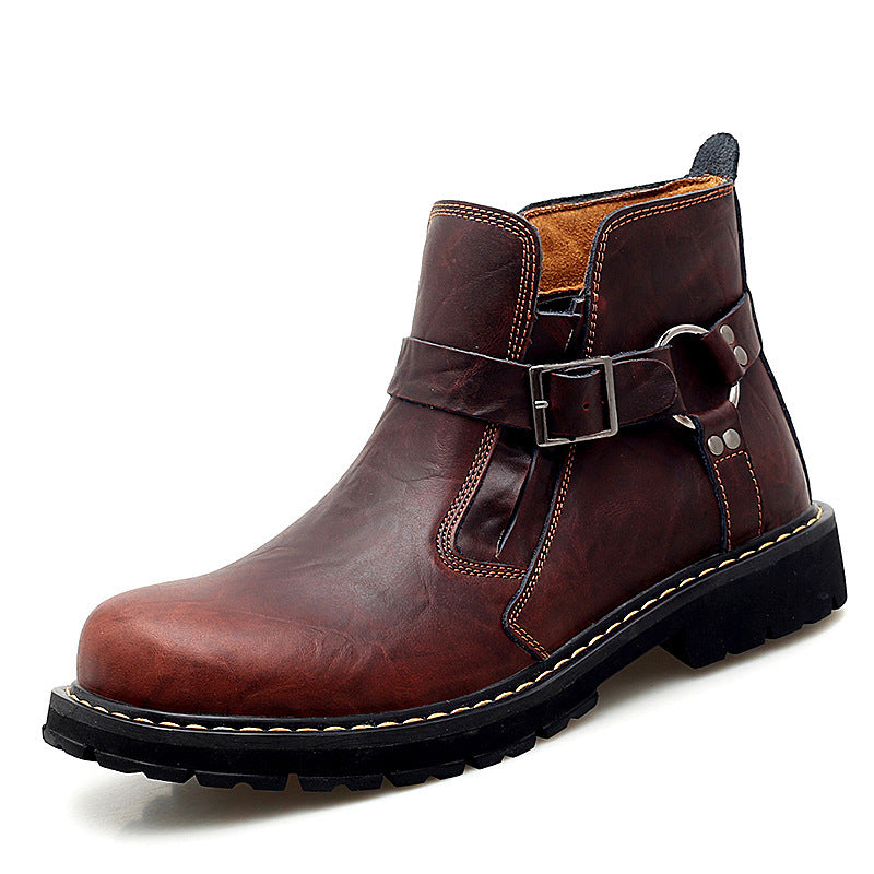  Brown British style mid top boots