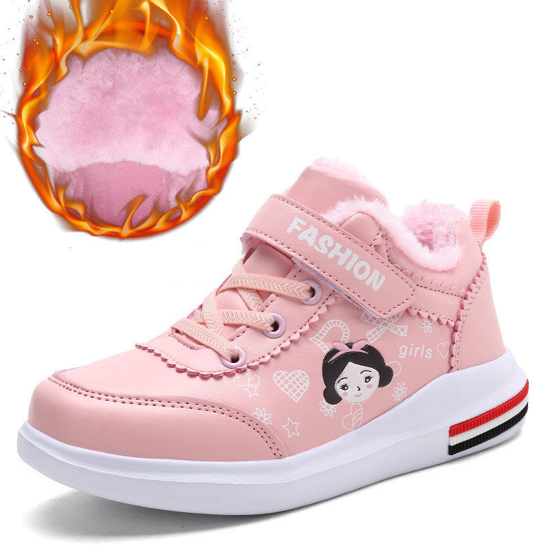 Girl Plus fleece warm sports shoes Pink