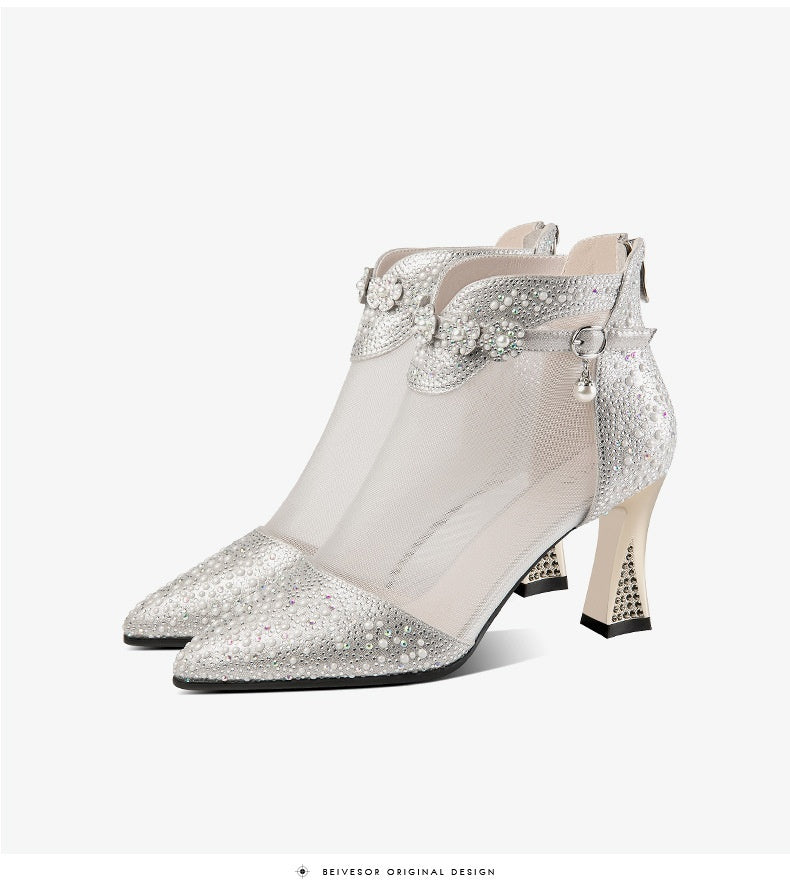 silver high heels for women 