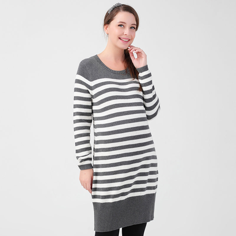 Striped- grey dress for women 