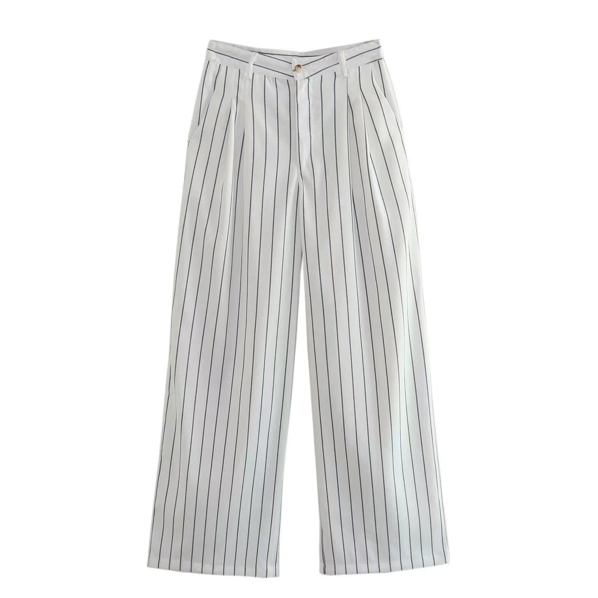 Striped Loose Straight Trousers