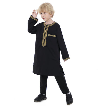 Middle East Teen Boy Embroidered Robe Suit - Merchantsy 