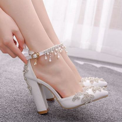 white high heels for bride