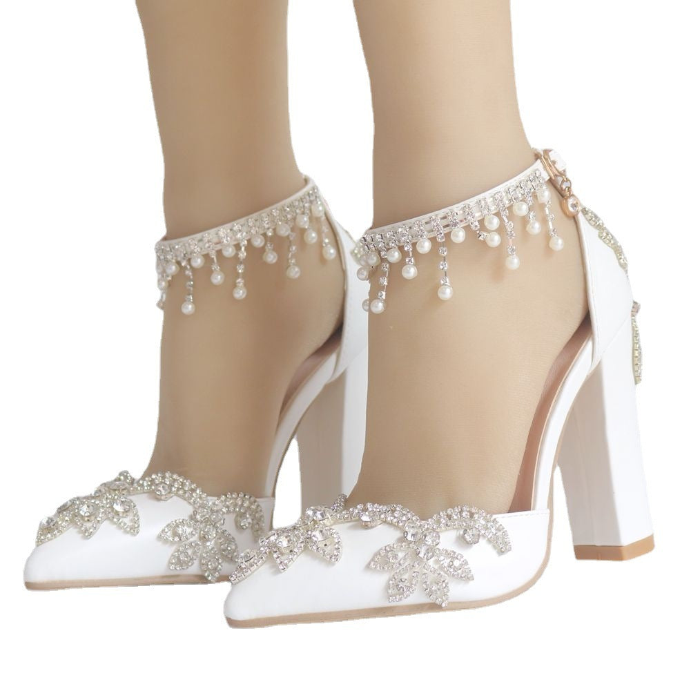 white wedding high heel shoes