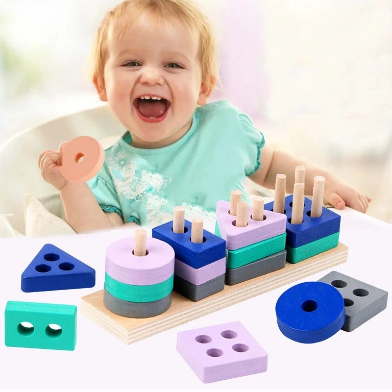 Montessori Baby Toys Kids 3D Wooden Puzzles Early Learning Baby Games Toys Educational Wooden Toys For Children 1 2 3 Years - Merchantsy 