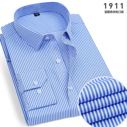 blue shirt with white lines 