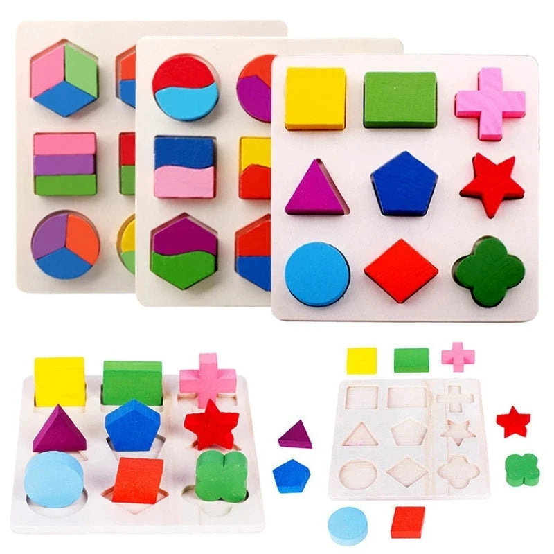 Wooden Puzzle Alphabet Number Shape Matching Board Baby Early Learning 3D Puzzle Preschool Educational Toys For Children - Merchantsy 