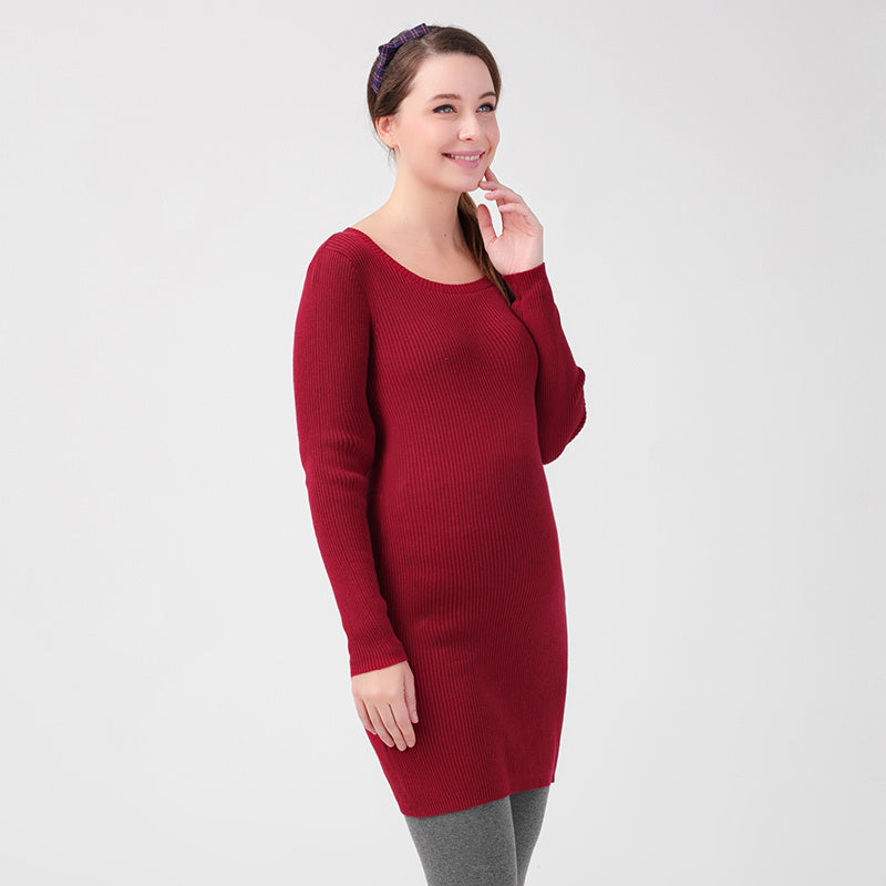 red casual knitted dress 